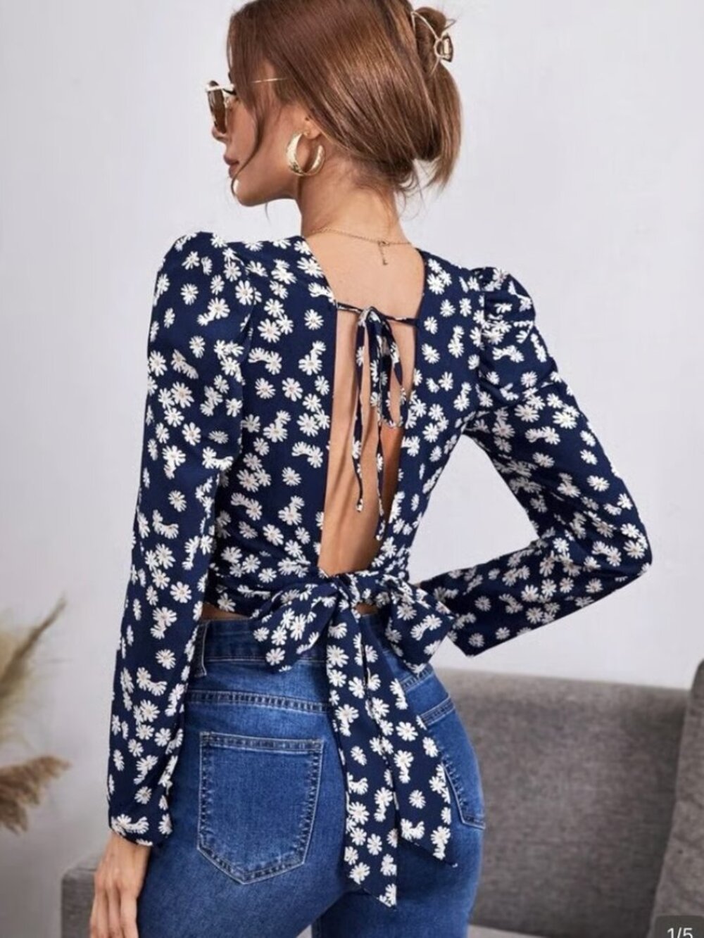 Floral tie back crop top